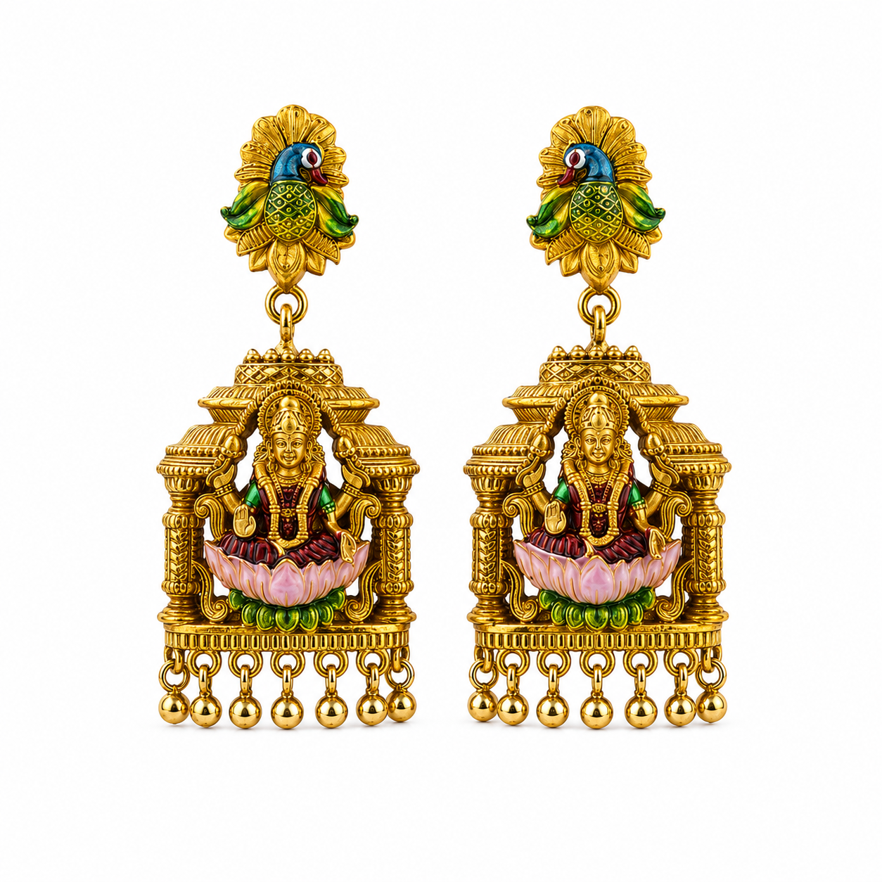 Imperial Lakshmi Mandap Heritage Gold-Plated 925 Silver Drops