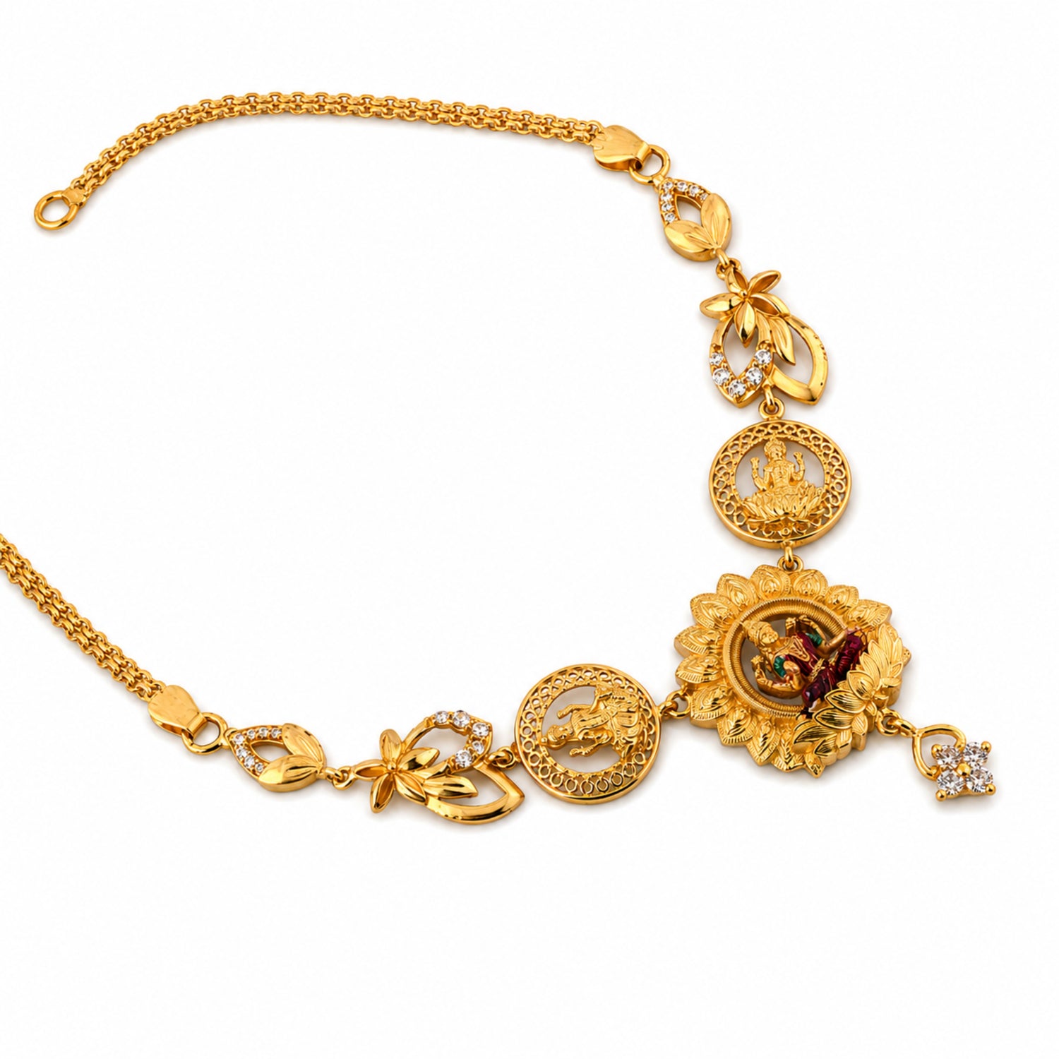 Sowbhagya Lakshmi Antique 925 Silver Gold-Plated Necklace