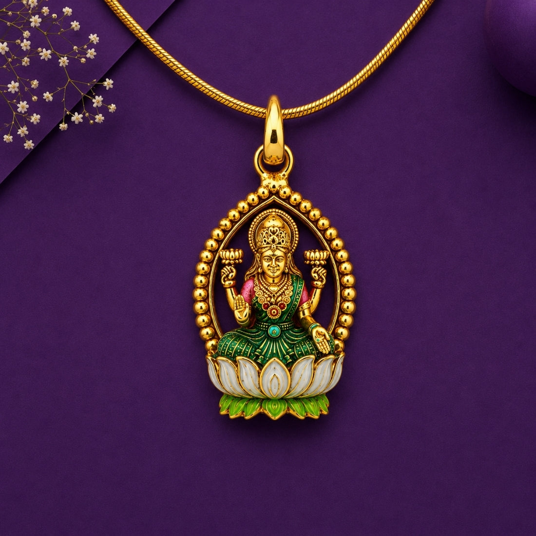 The Divine Lotus Mahalakshmi Aura Charm (925 Silver)