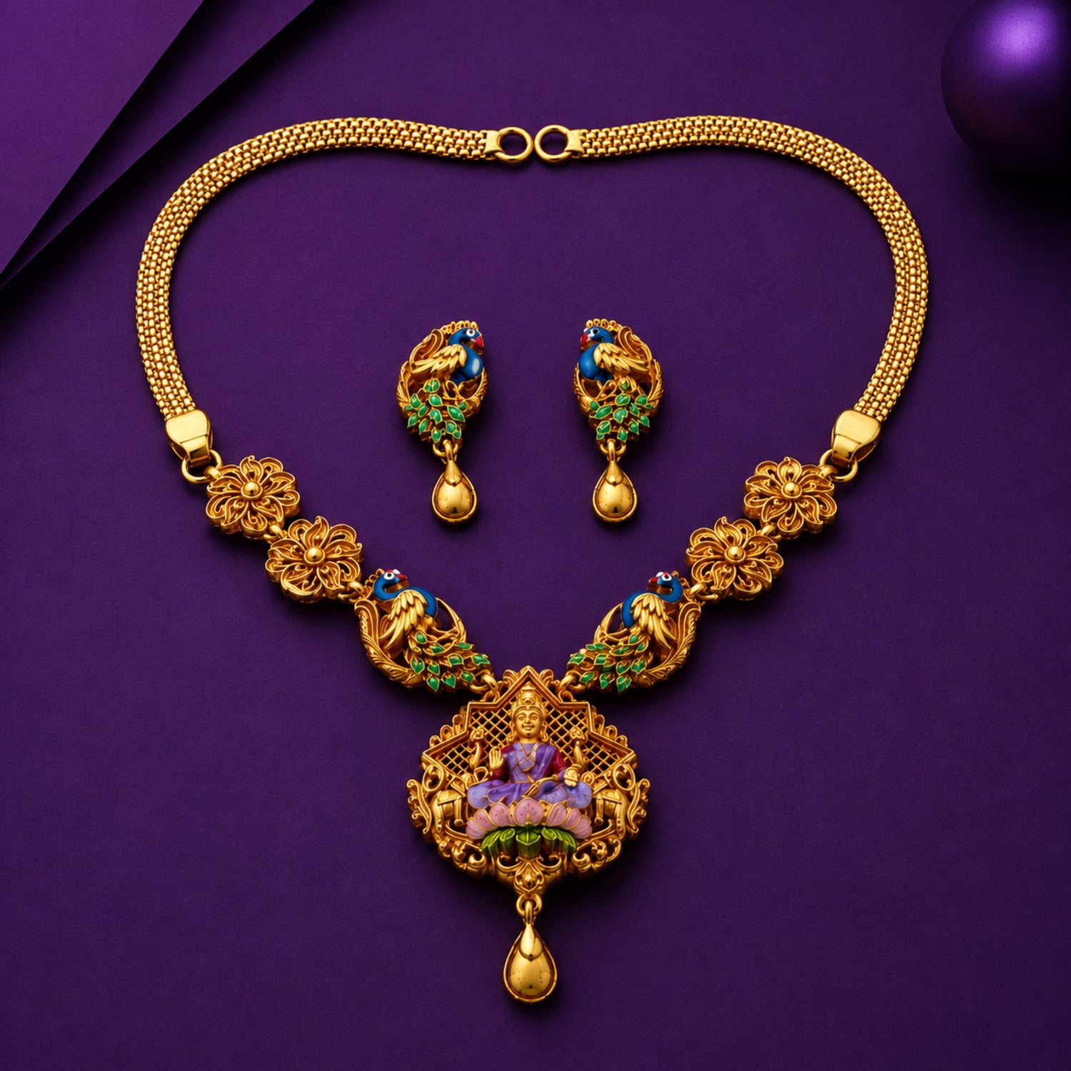 The Mayura Gajalakshmi 925 Silver Choker Set