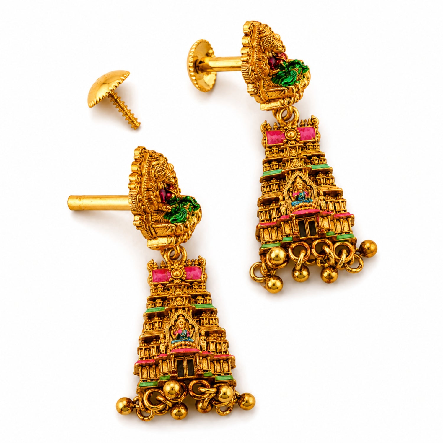 Imperial Lakshmi Gopuram Multicolored 925 Silver Drops