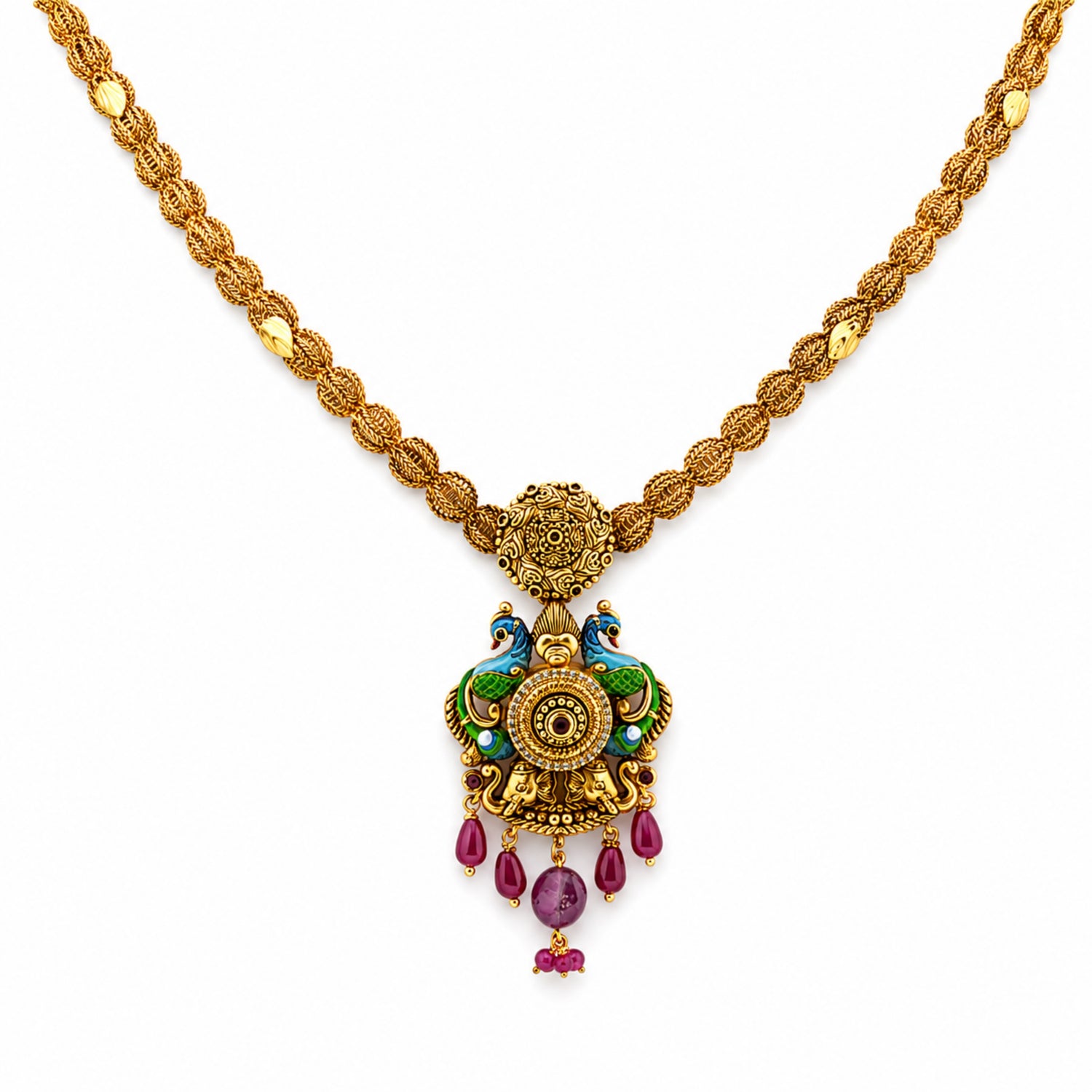 The Mayura mandala Silver Temple Necklace