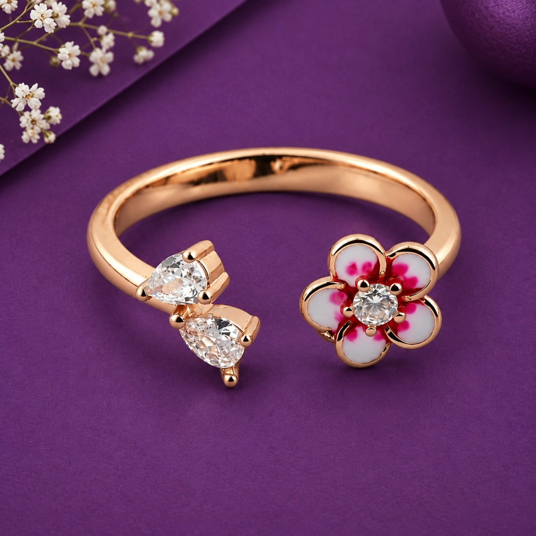 Dainty Turquoise Blossom 925 Silver Ring