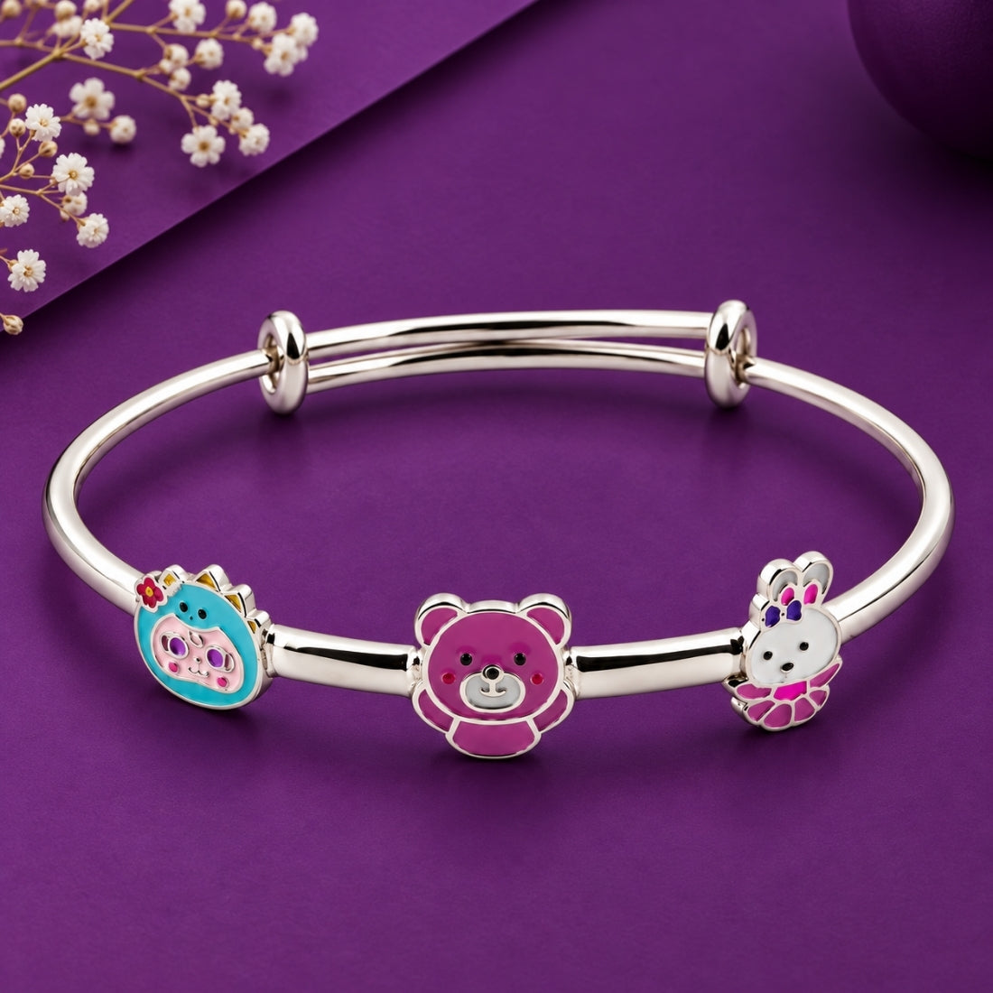 Forest Friends Trio 925 Sterling Silver Adjustable Kids KadaS (Silver Finish)