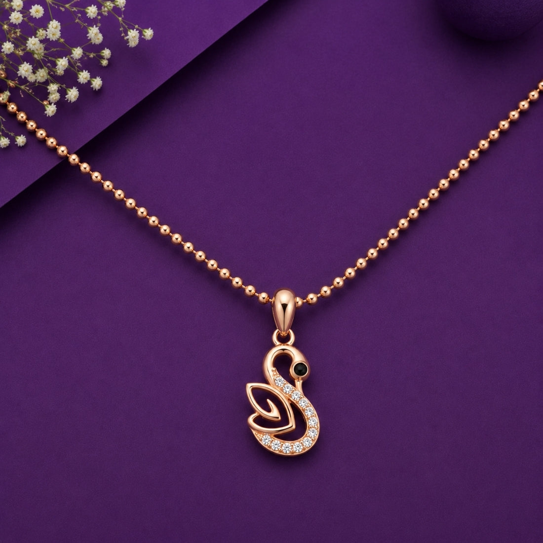 The Graceful Swan Serenade 925 Silver Rose Gold Pendant