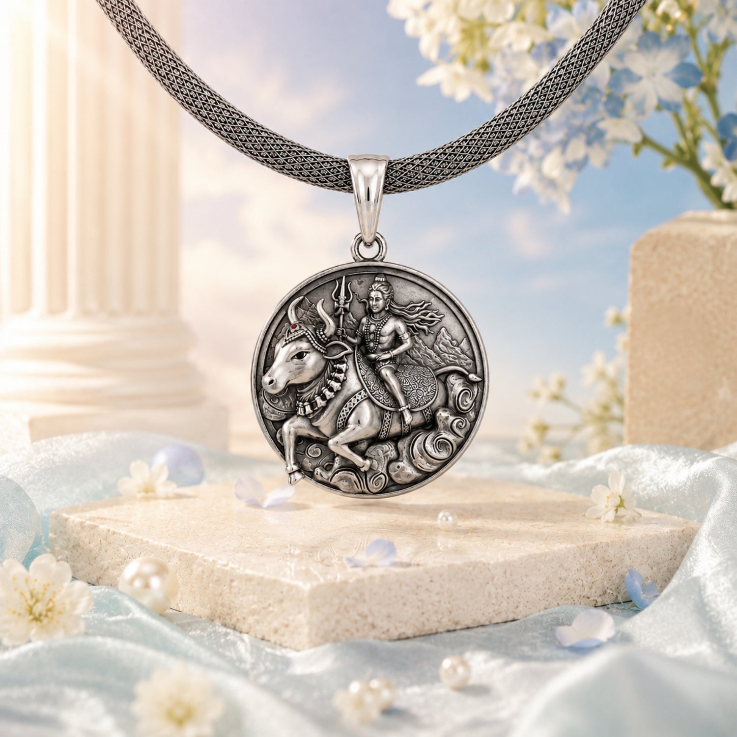 Sacred Shiva Ride 925 Sterling Silver Pendant