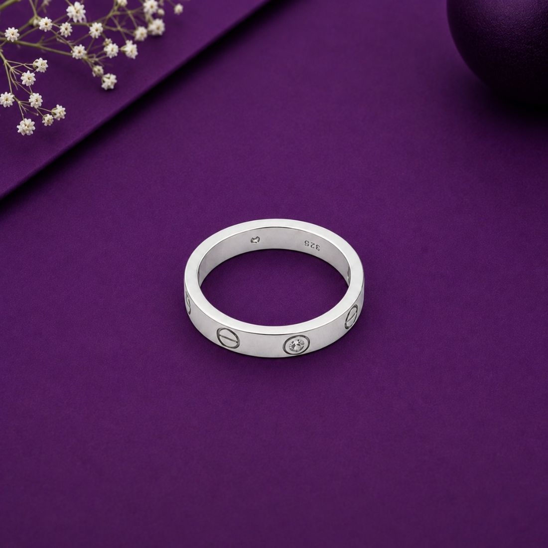 925 Silver Good Vibes Only Smiley Eternity Band
