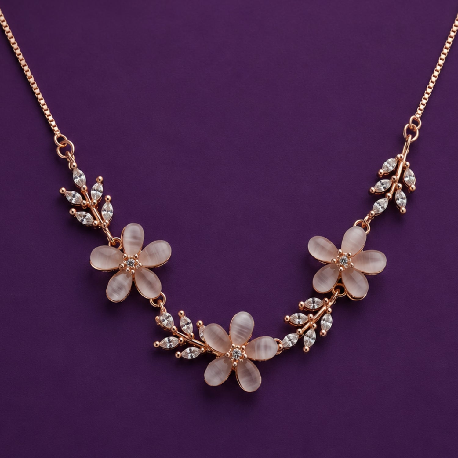 Blush Aura 925 Silver Flower Chain