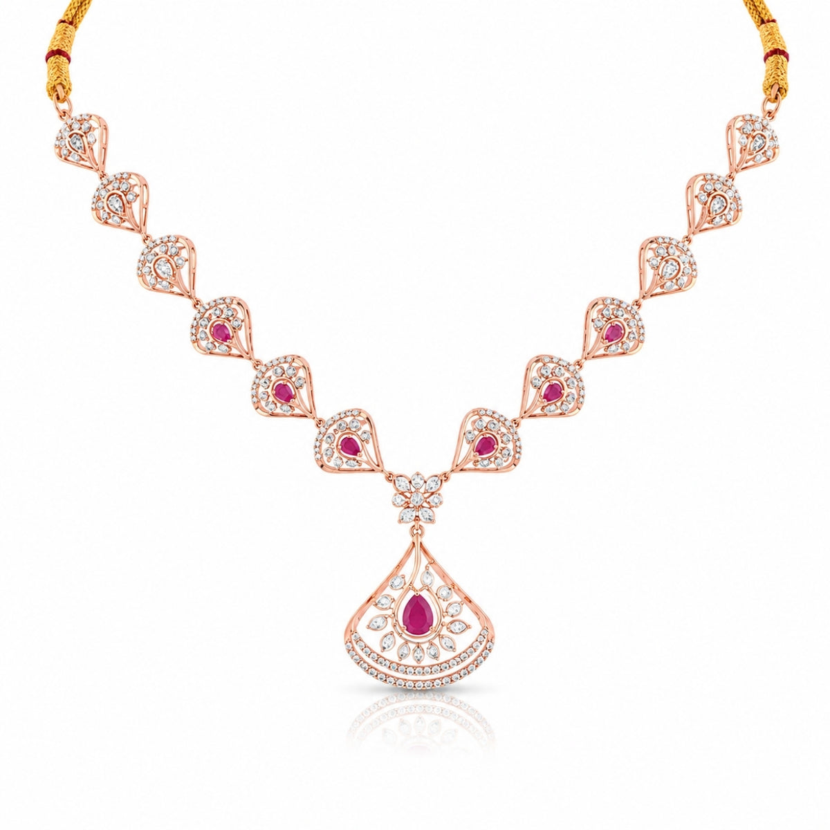 The Regal Ruby Fan Medallion Necklace