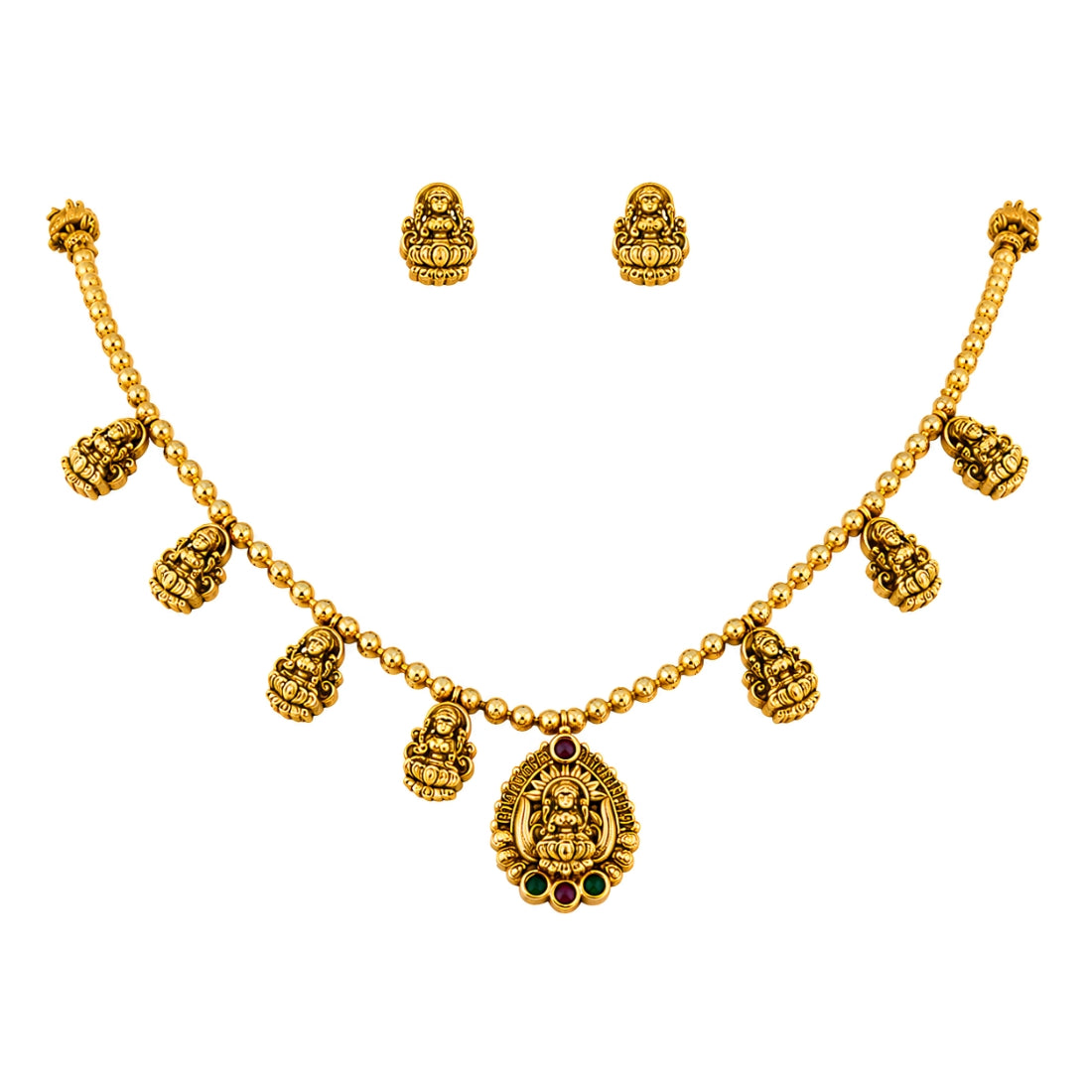 The Mangala Lakshmi Kasu Festoon 925 Silver Necklace Set