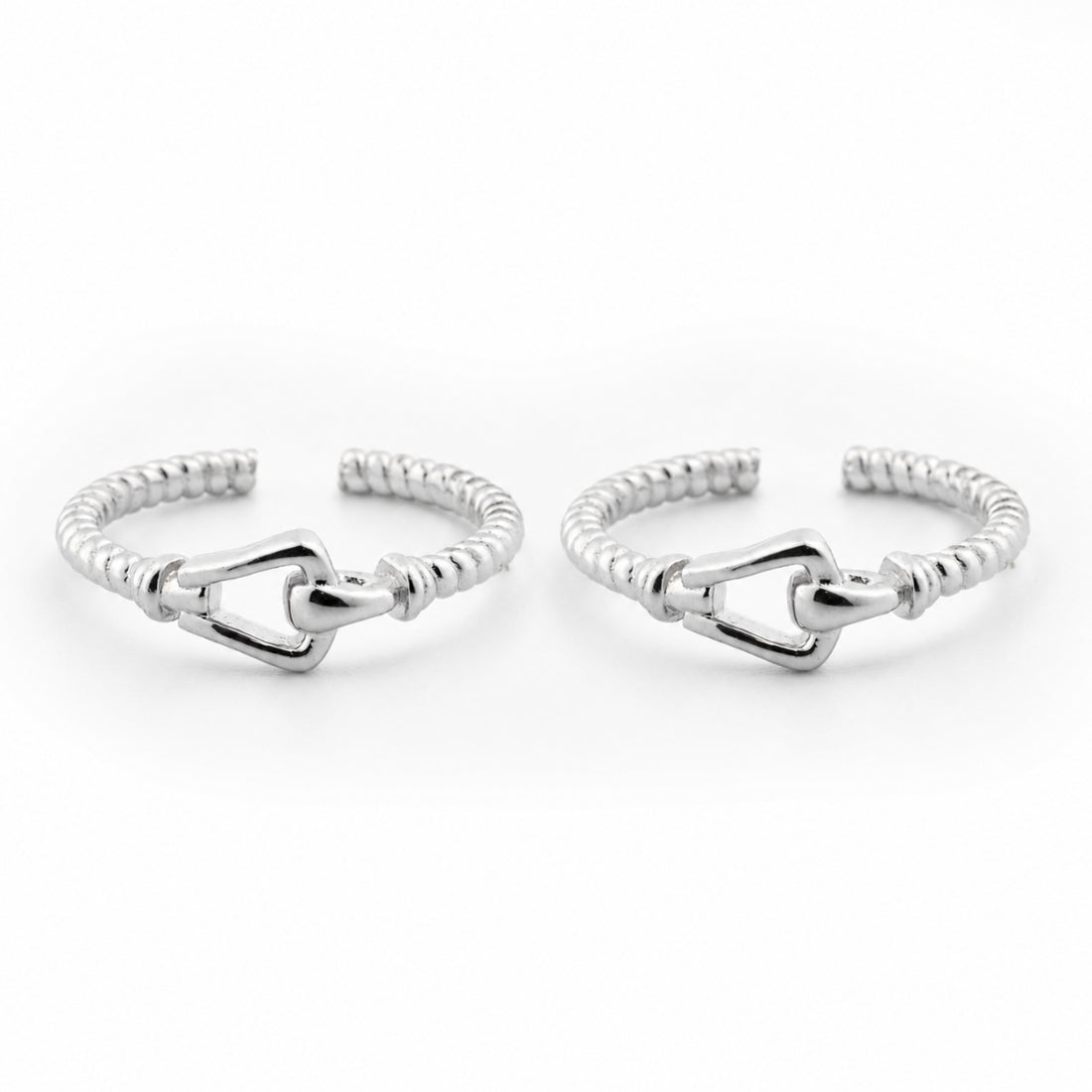 The Bandhan Interlocking Loop Silver Toe Rings (925 Sterling Silver Pair)