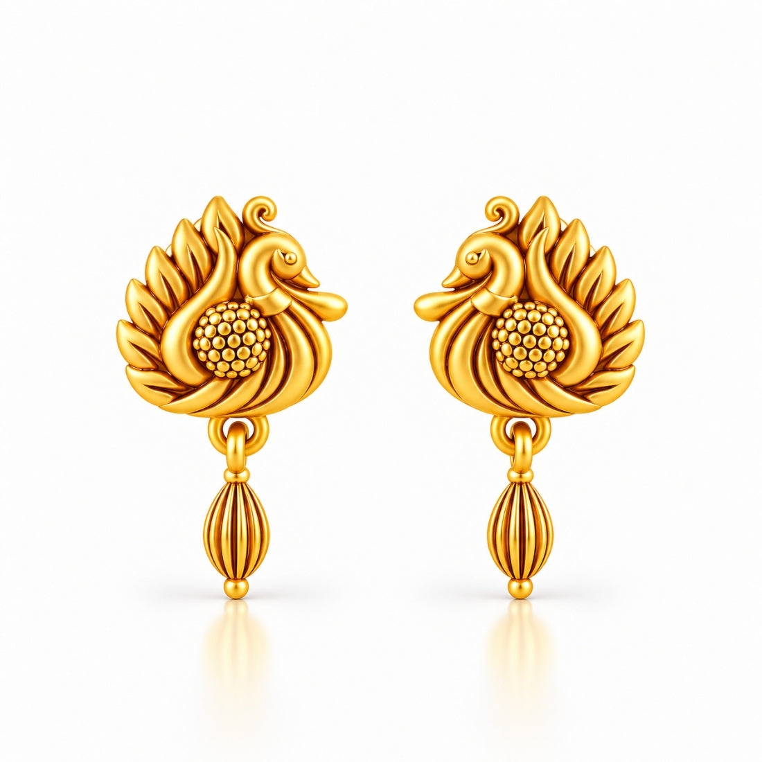 Mayur Pankh 925 Sterling Silver Antique Peacock Dangle Stud Earrings
