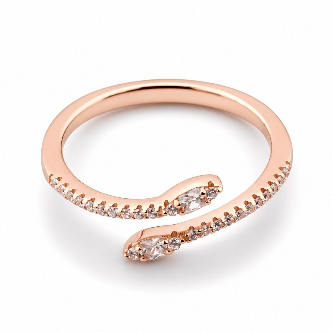 Rose Gold Plated Serpentine Bypass 925 Silver Ring