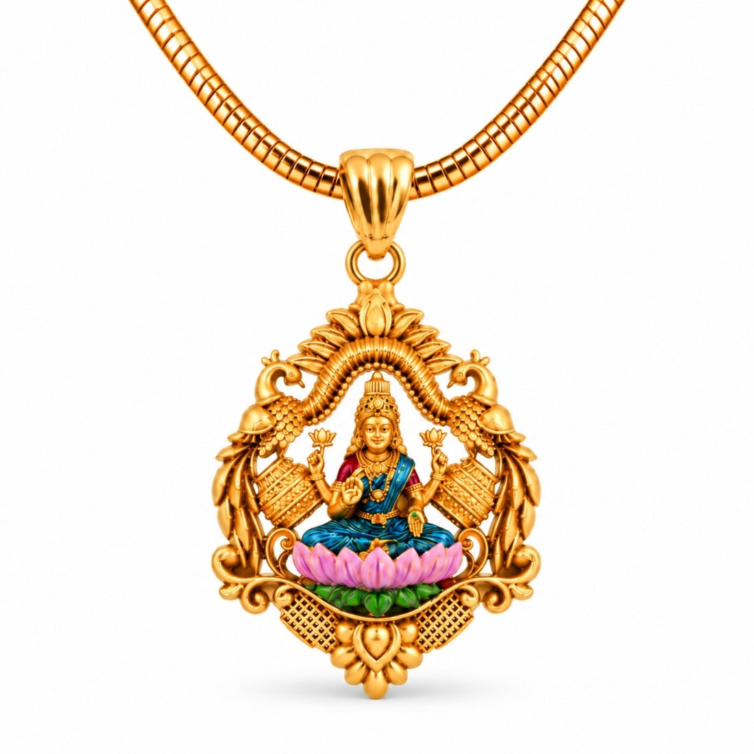 The Gajalakshmi Prabhavali 925 Silver Gold Plated Arch Pendant