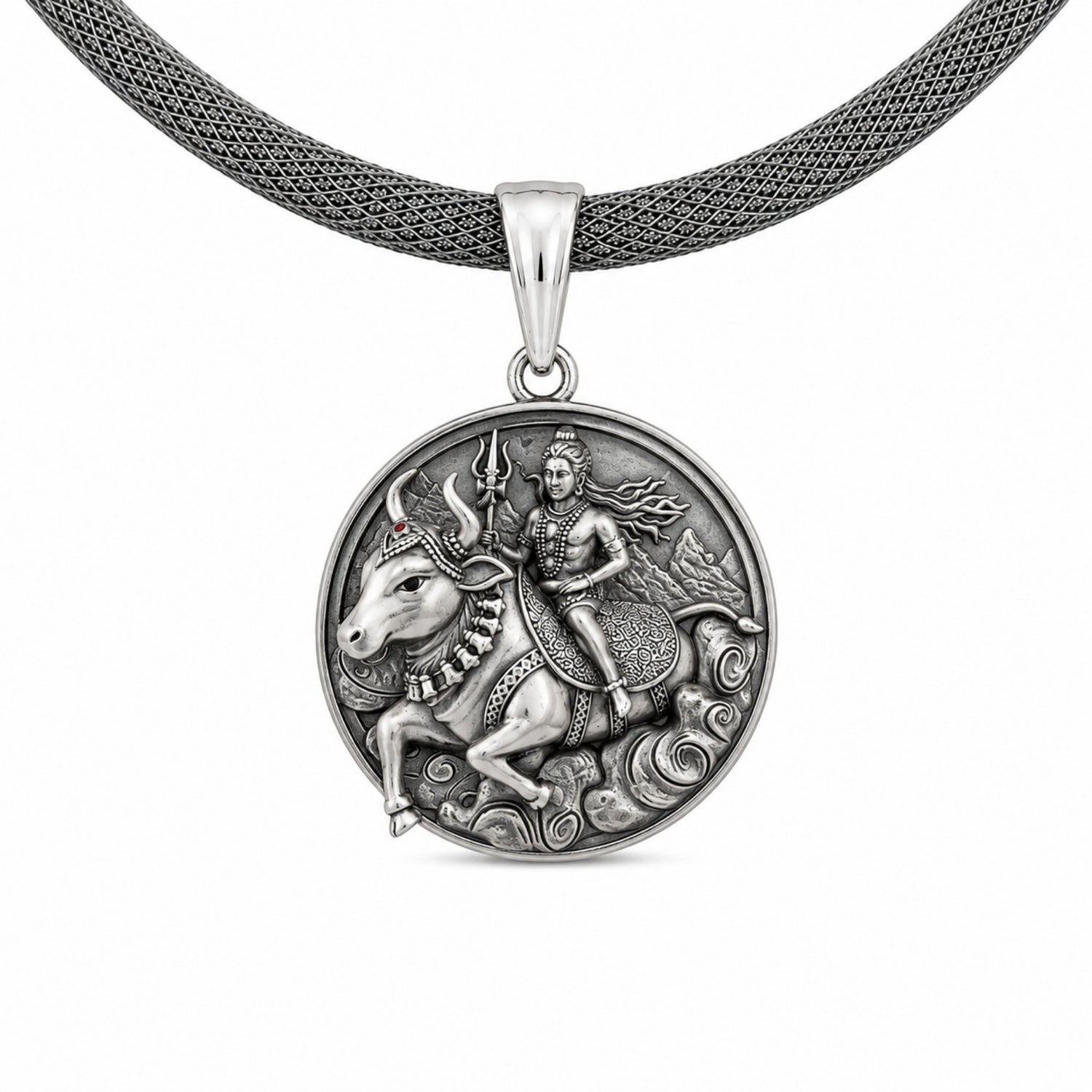 Sacred Shiva Ride 925 Sterling Silver Pendant