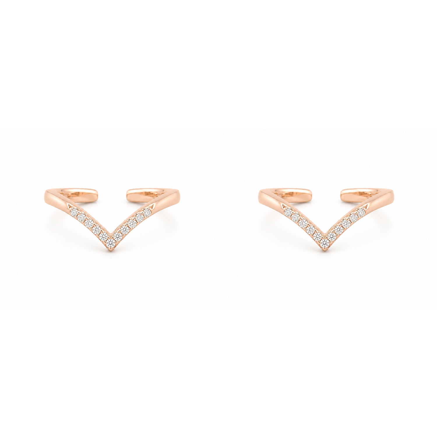 Shimmering Chevron V-Curve Rose Gold Adjustable Toe Rings