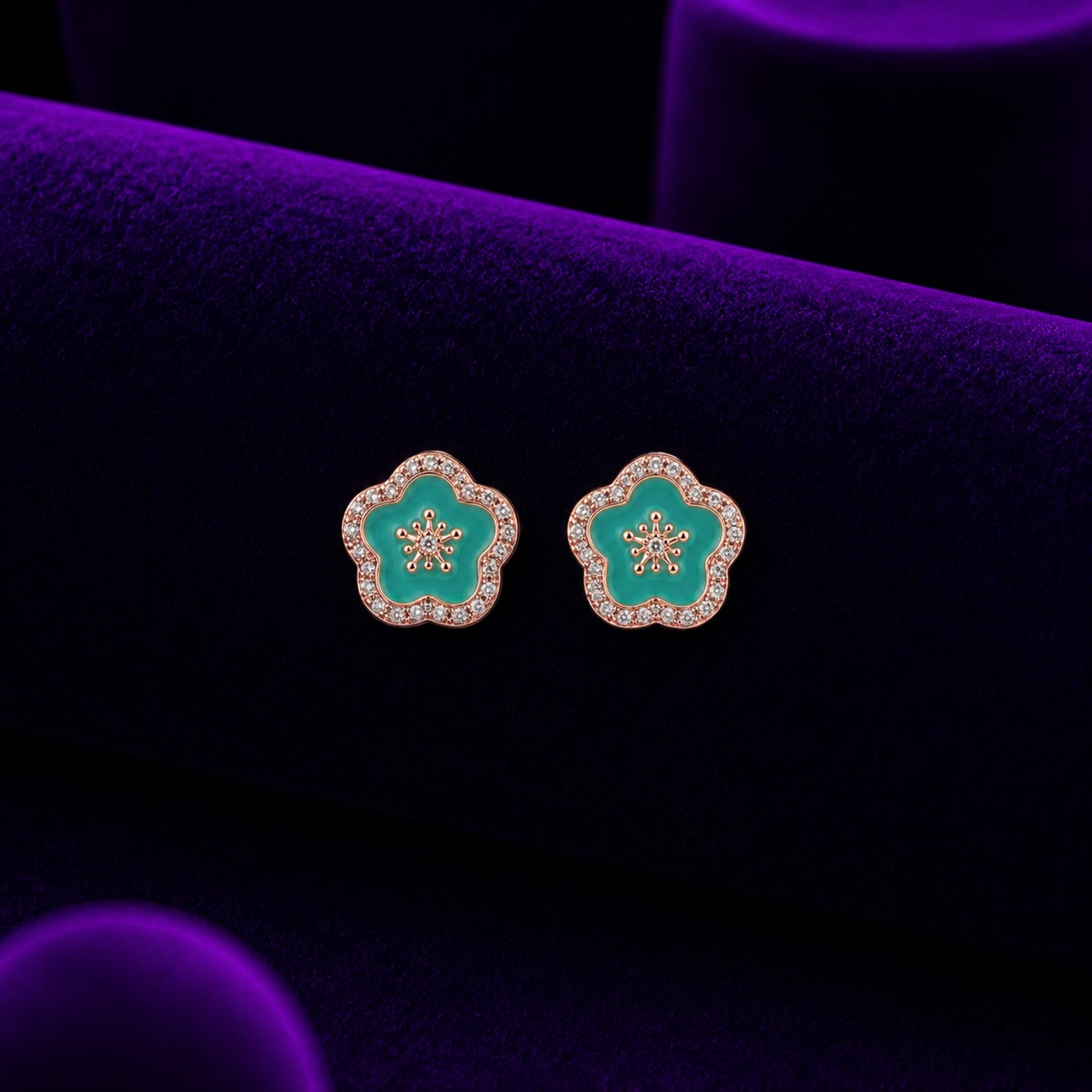 Azure Blossom Enamel 925 sterling silver Studs