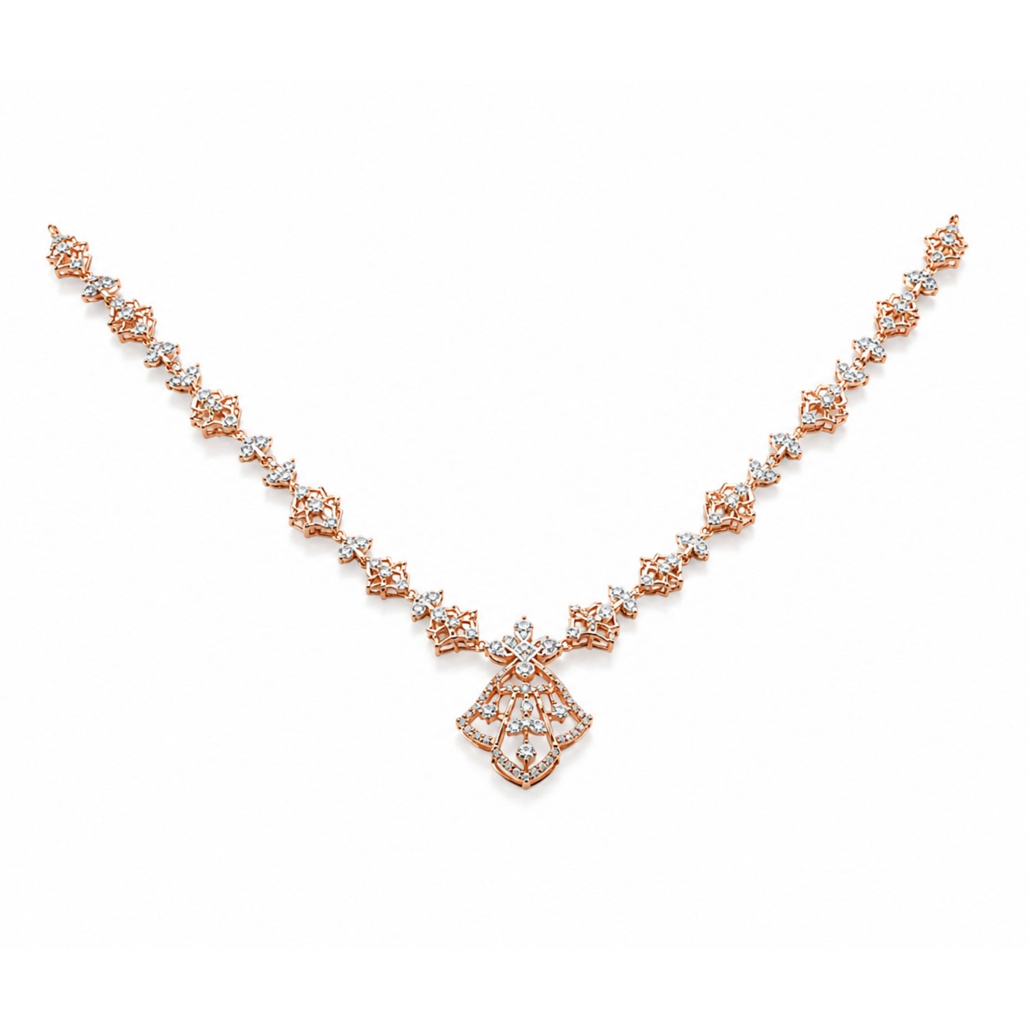 The "Gilded Tiara" Diamond-Finish 925 Silver Drop Necklace