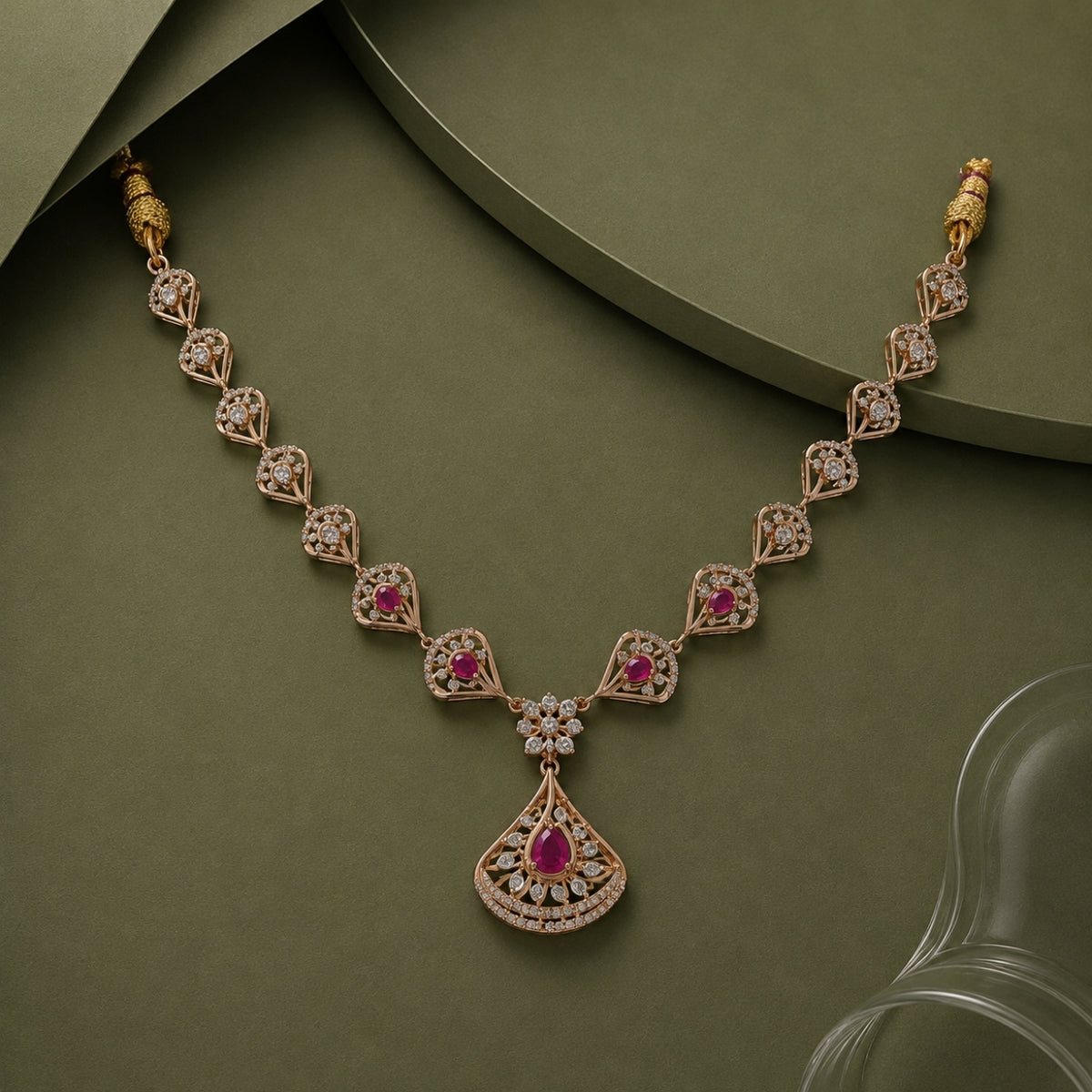The Regal Ruby Fan Medallion Necklace