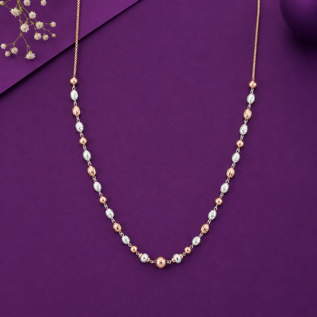 The Aura Pearl & Rose Gold Station Chain