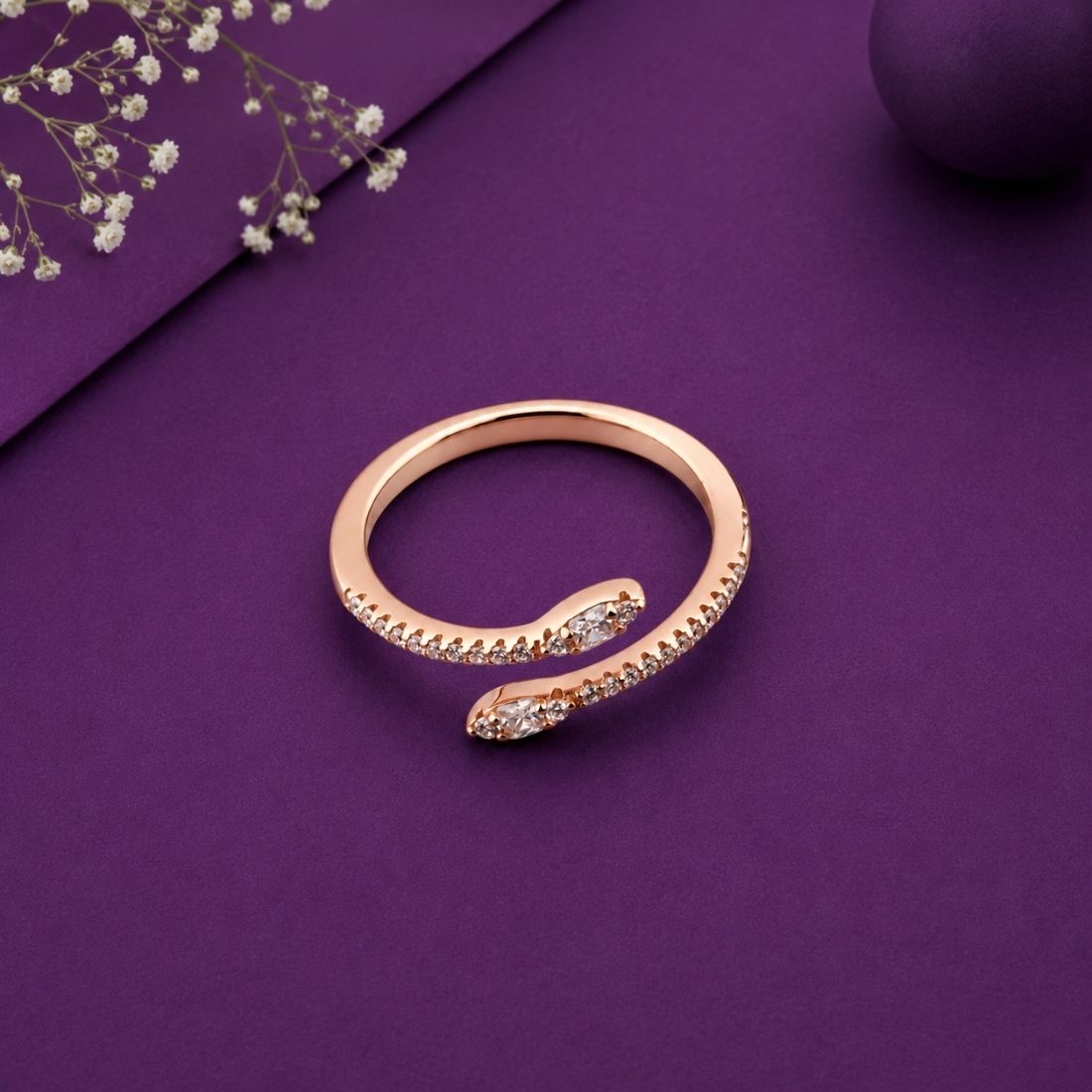 Rose Gold Plated Serpentine Bypass 925 Silver Ring