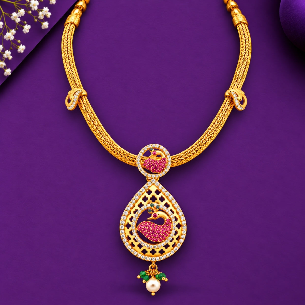 The Mayura Chitra CZ 925 Silver Necklace