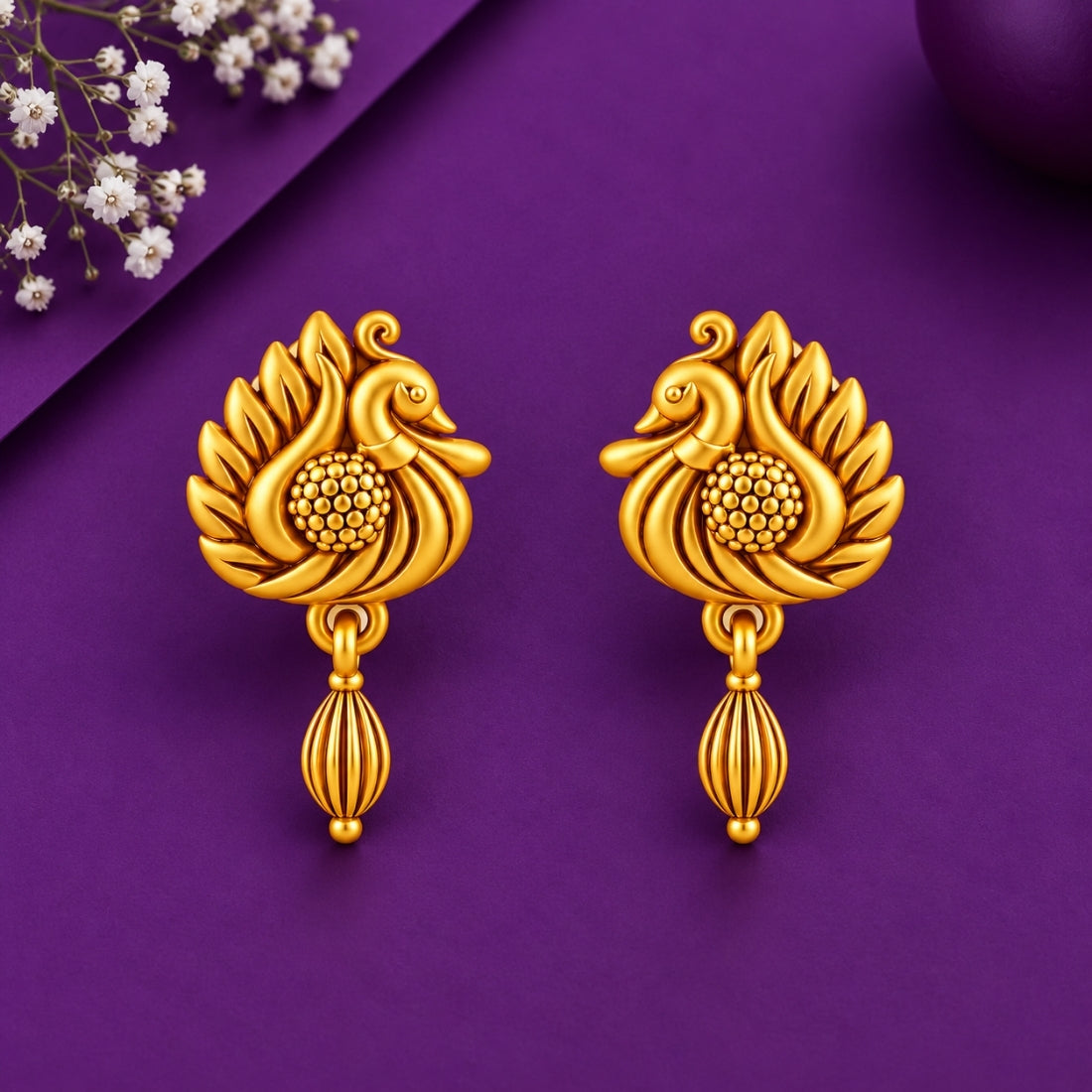 Mayur Pankh 925 Sterling Silver Antique Peacock Dangle Stud Earrings