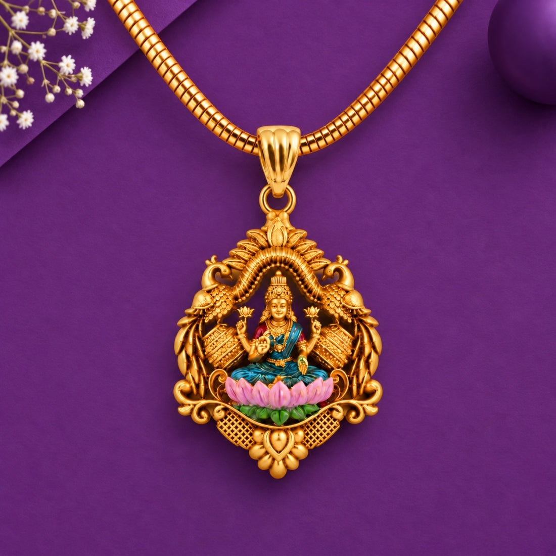 The Gajalakshmi Prabhavali 925 Silver Gold Plated Arch Pendant