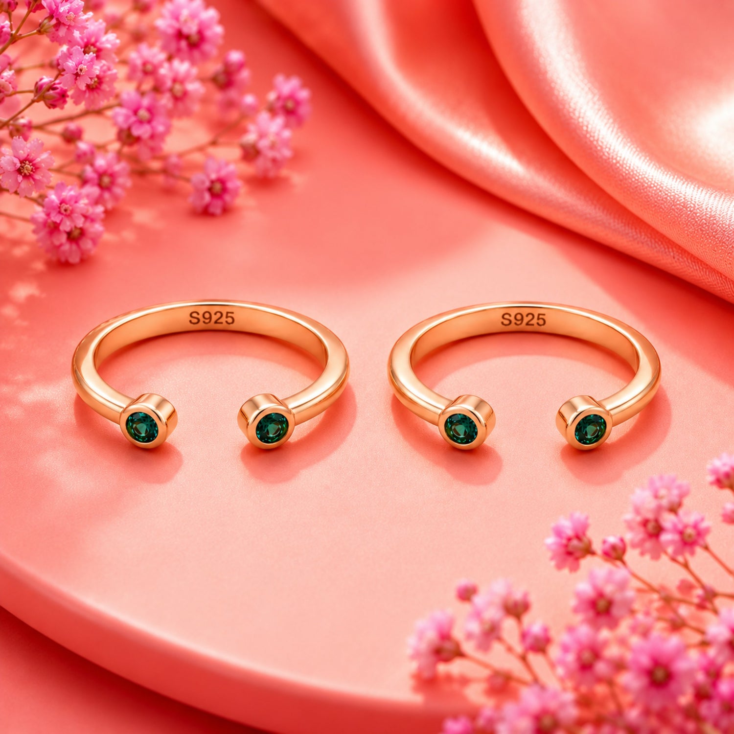 Emerald Cuff Minimalist Rose Gold Adjustable Toe Rings