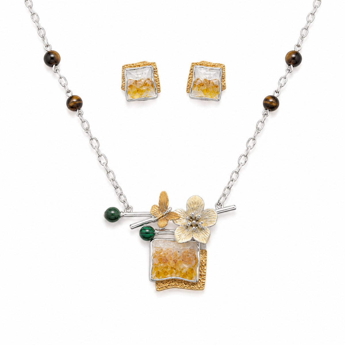The Golden Canvas Floral Horizon Necklace Set