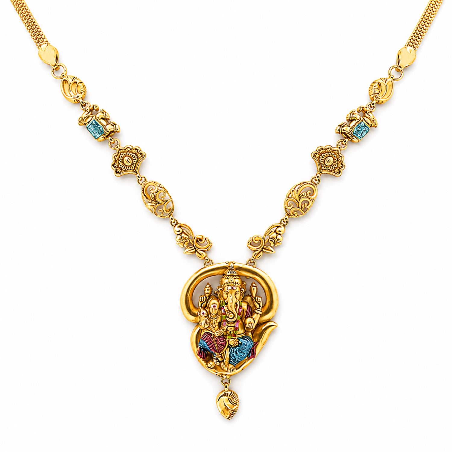 The Vinayaka Mayura Fusion Silver Choker