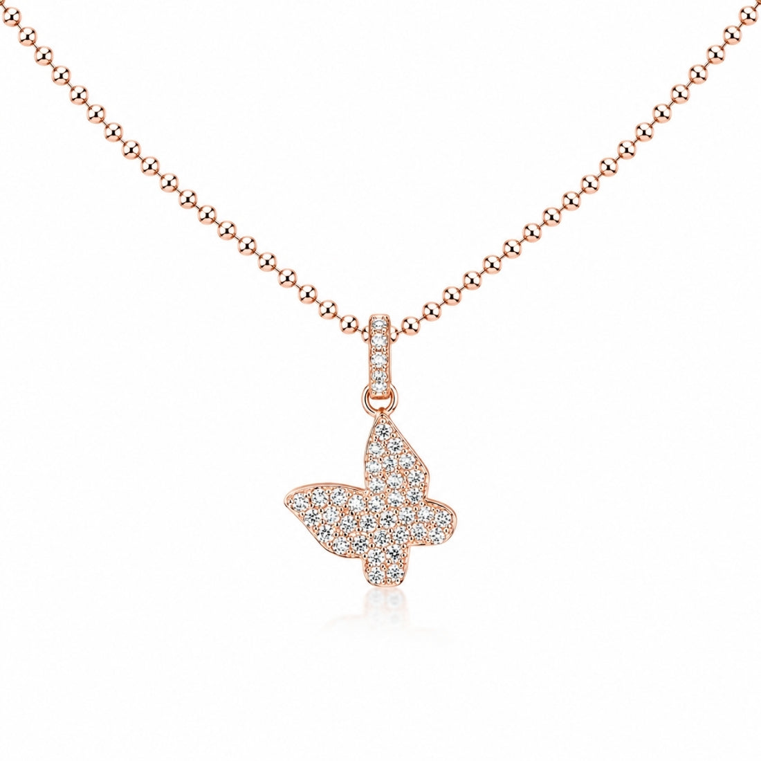 The Fluttering Brilliance Butterfly 925 Silver Rose Gold Pendant
