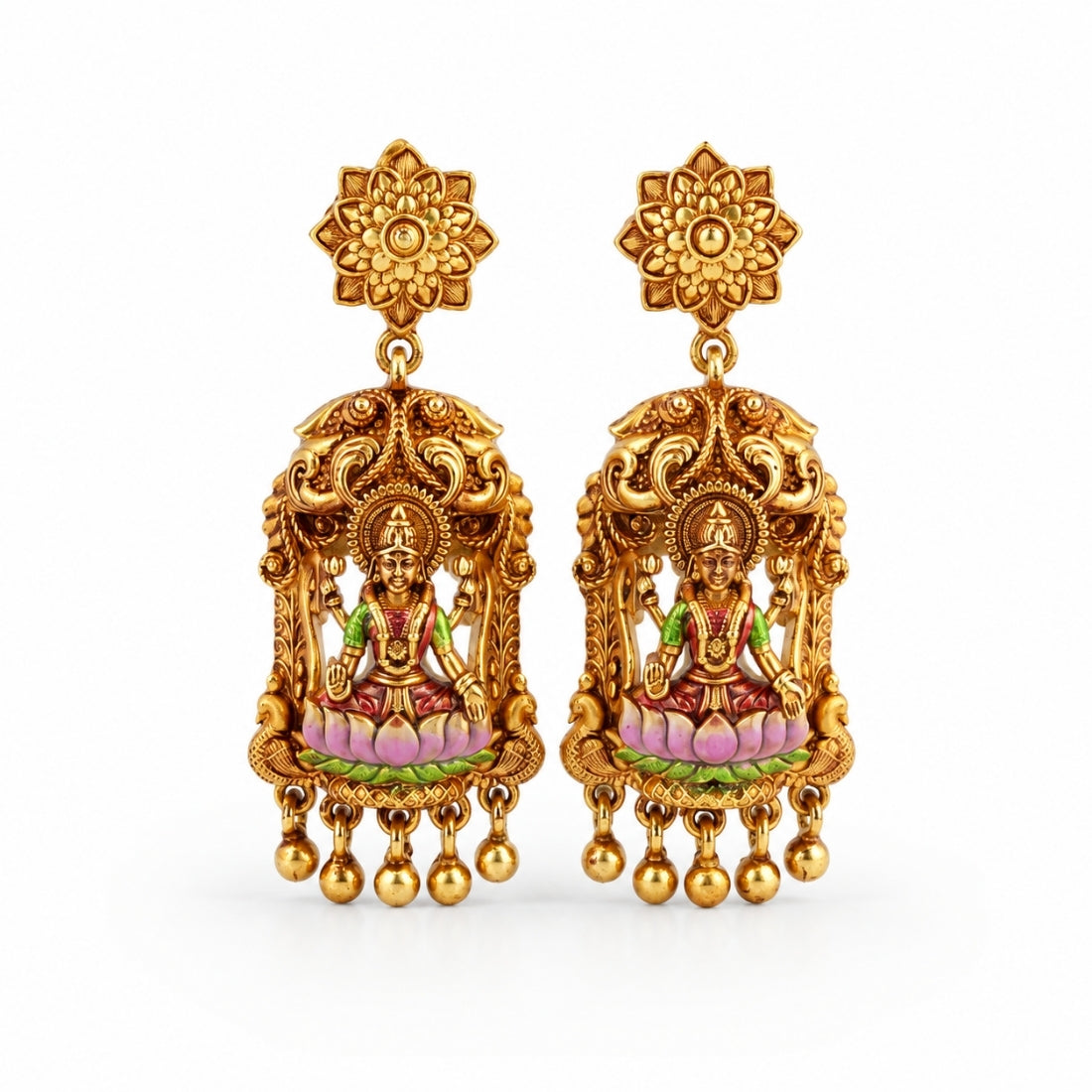 The Rajalakshmi Aureole Heritage Drops (Gold-Plated 925 Sterling Silver)