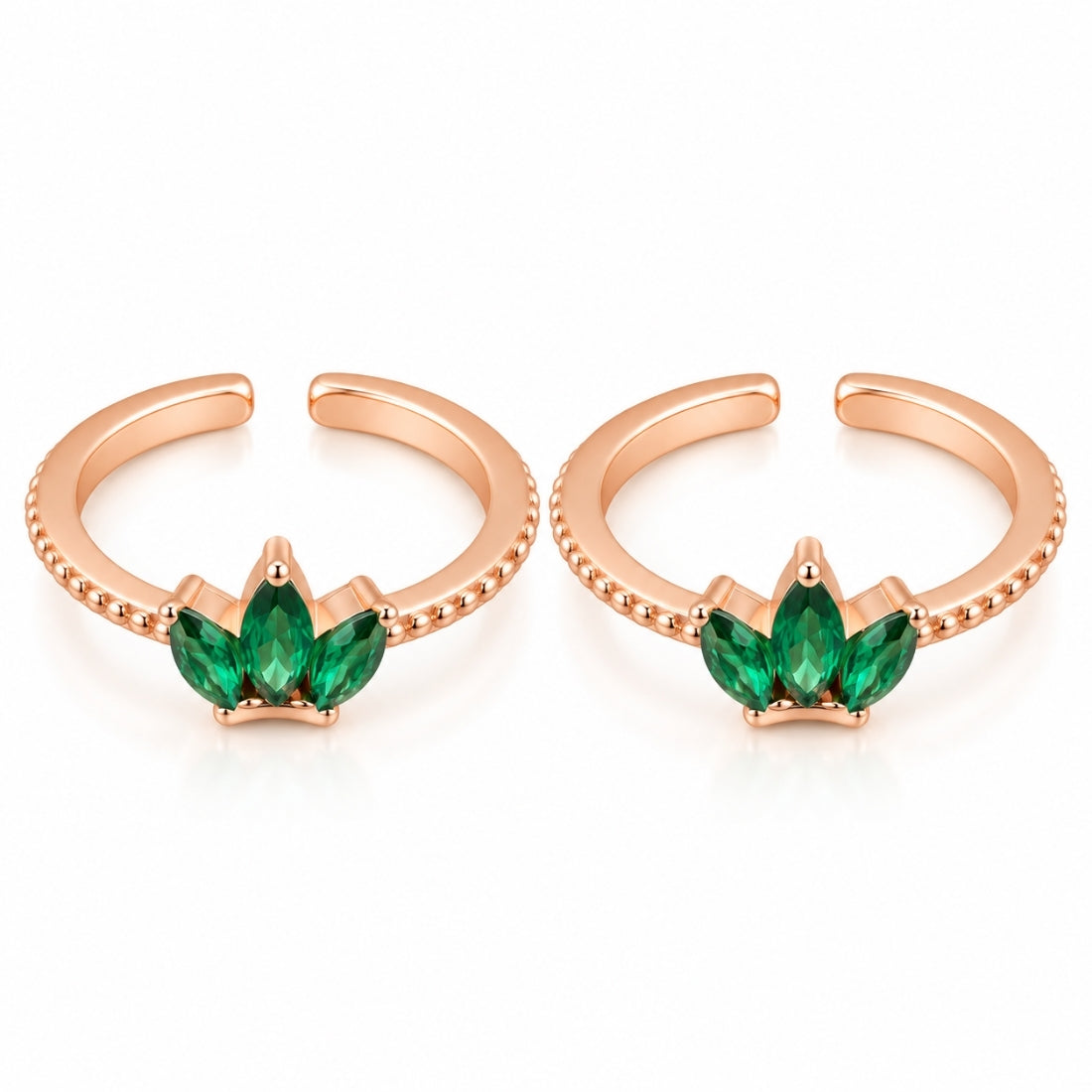 Rose Gold Emerald Green Crown Crest 925 Silver Toe Rings