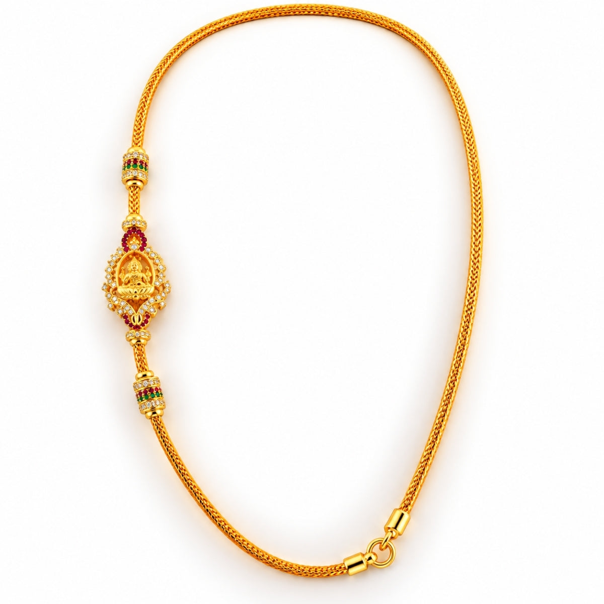 Divine Goddess Lakshmi Mugappu 925 Sterling Silver Gold Plated Thali Chain