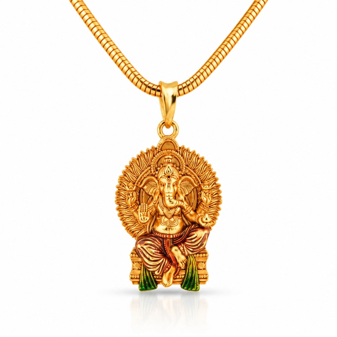 The Vinayaka Peetha 925 Silver Gold Plated Medallion Pendant