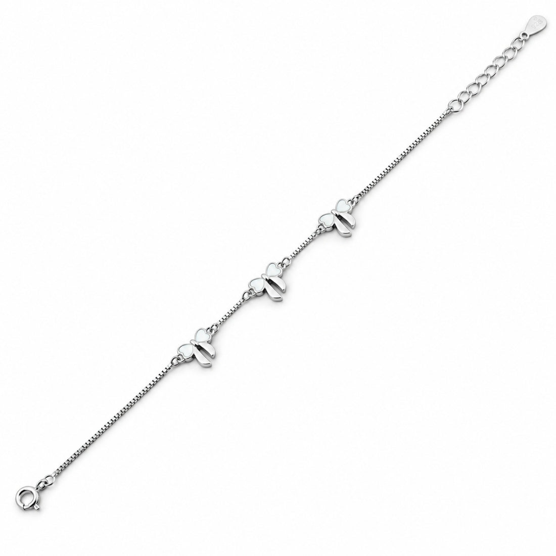 The Triple Flutter – 925 Sterling Silver Butterfly Station Bracelet