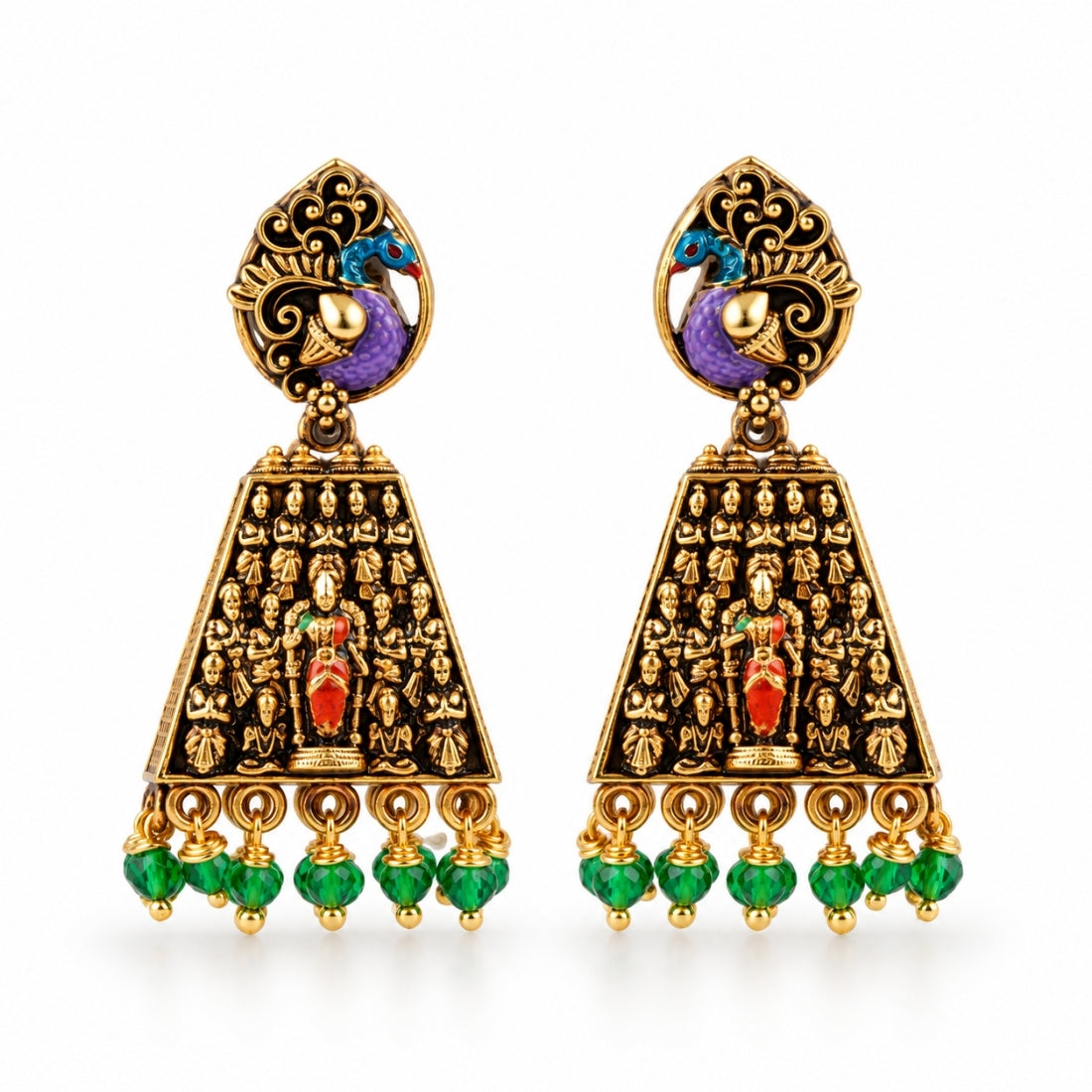 Vedic Peacock Shakti Utsav Jhumkas