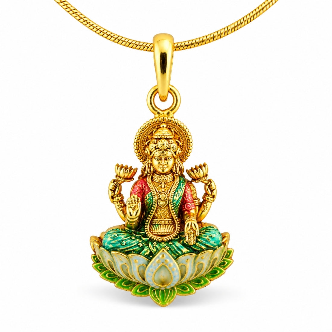 The Ashta Lakshmi Meditative Lotus 925 Silver Pendant