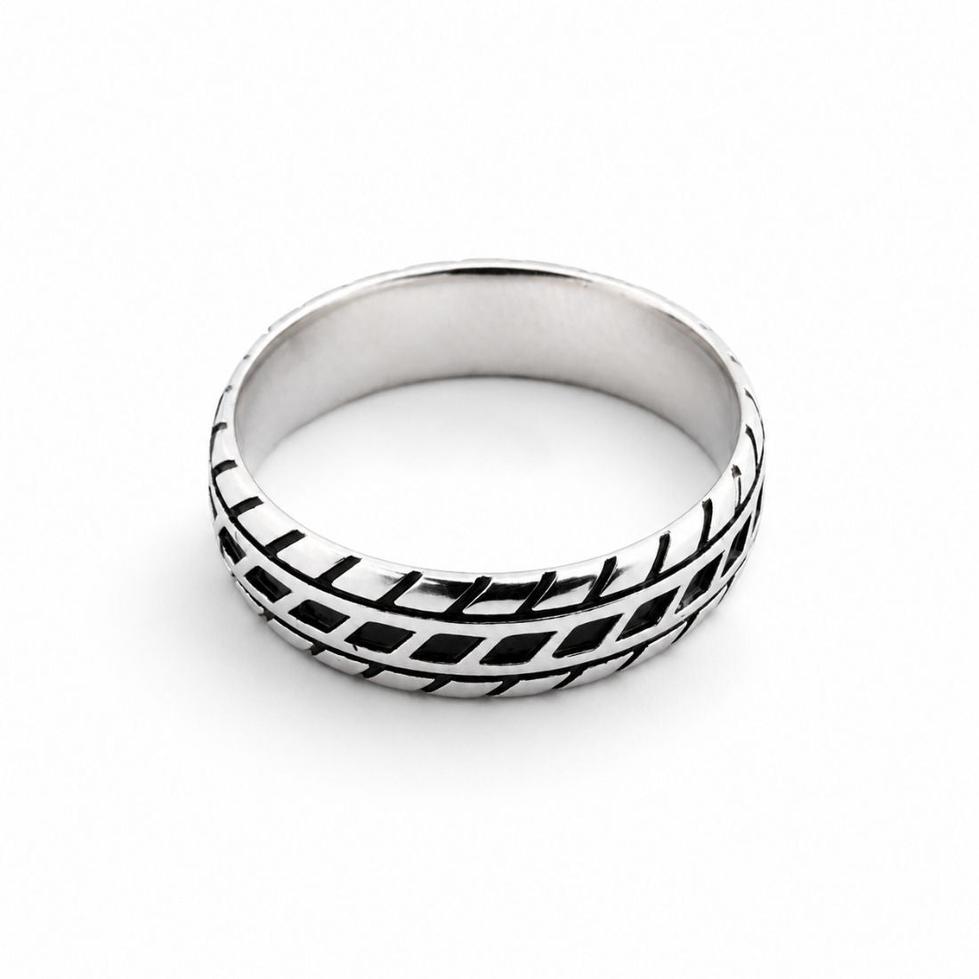 Silver Tire Tread Spinner 925 Sterling Silver Ring