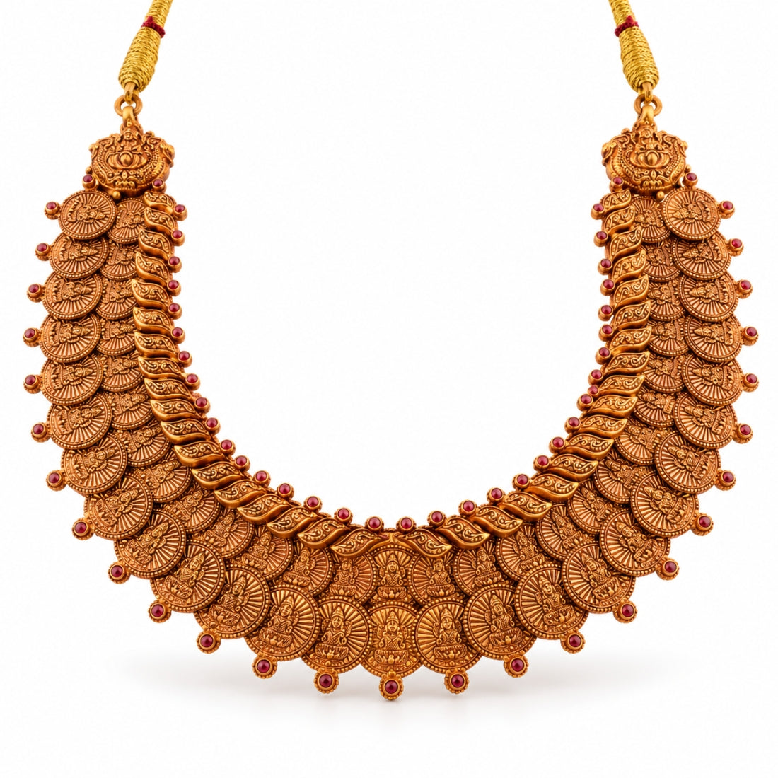The Royal Temple Lakshmi Double-Layer 925 Silver Kasu Mala
