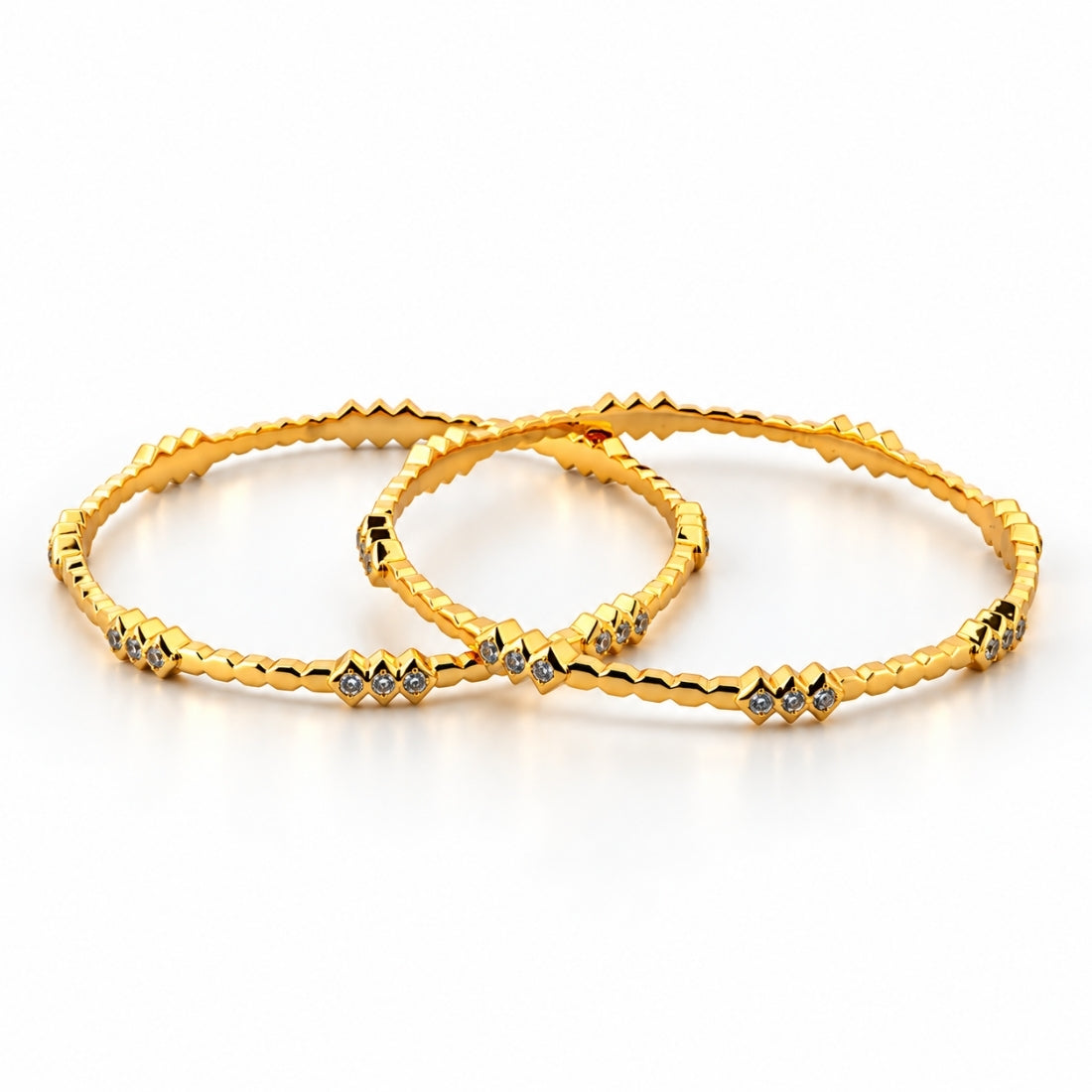The Classic Radiance Twisted Rope Stackable Bangles (Set of 2 in 925 Sterling Silver with High-Shine Gold Polish)