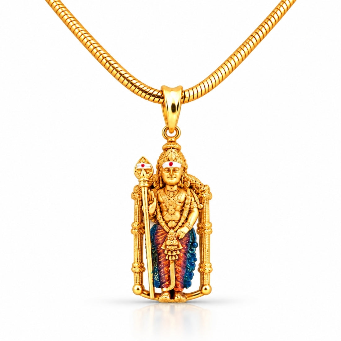 The Lord Murugan Vel 925 Silver Antique Gold Plated Pendant