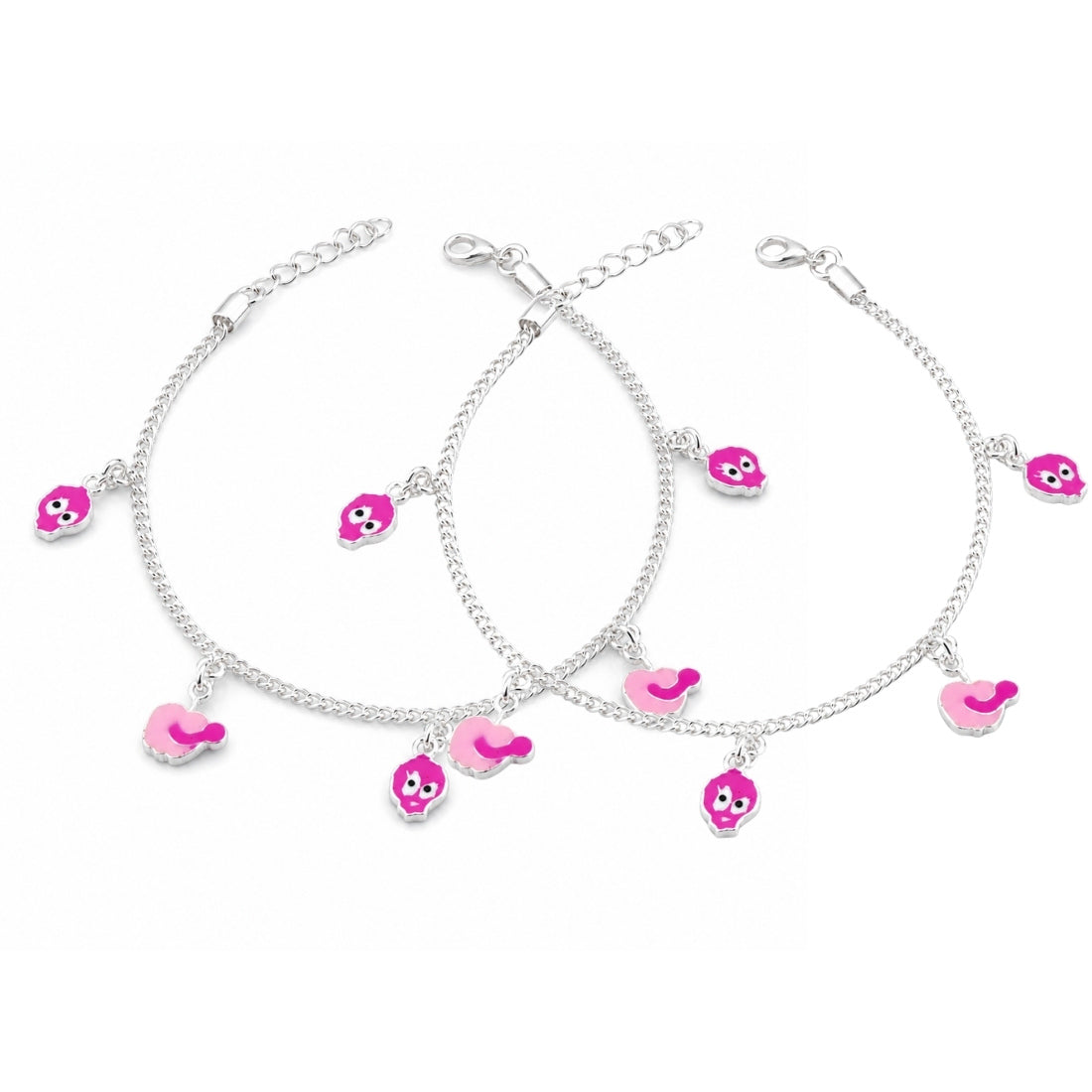 Avian Whimsy 925 Silver Kids Bird Anklet Pair