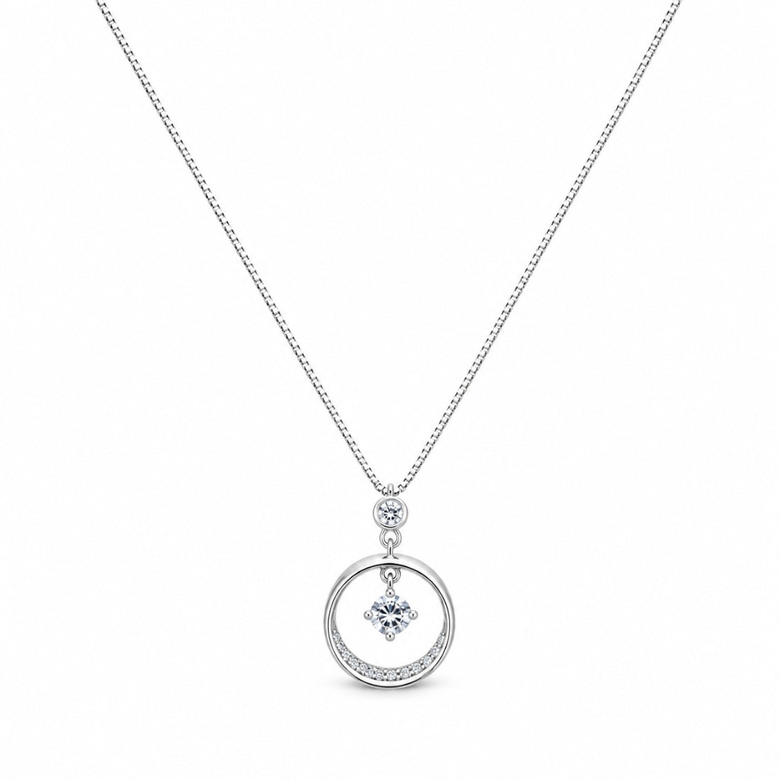 The Stella Geometric Circle & Cross 925 Silver Pendant Chain