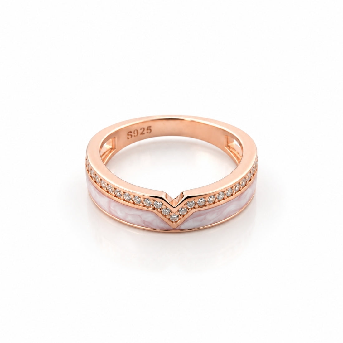 White Enamel & Pavé Wishbone 925 Silver
