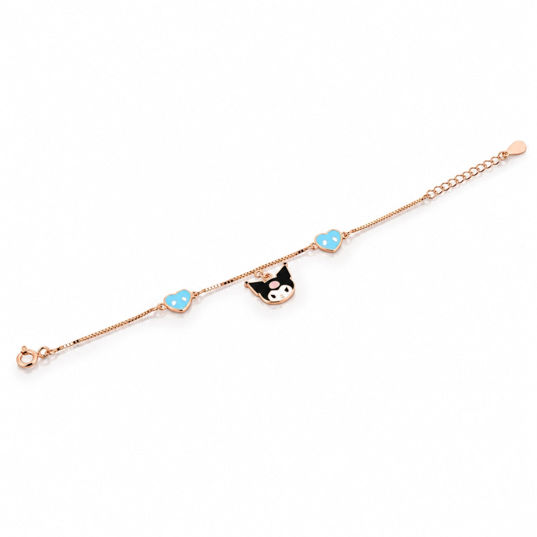 Kuromi Magic 925 Sterling Silver Enamel Heart & Character Kids Bracelet