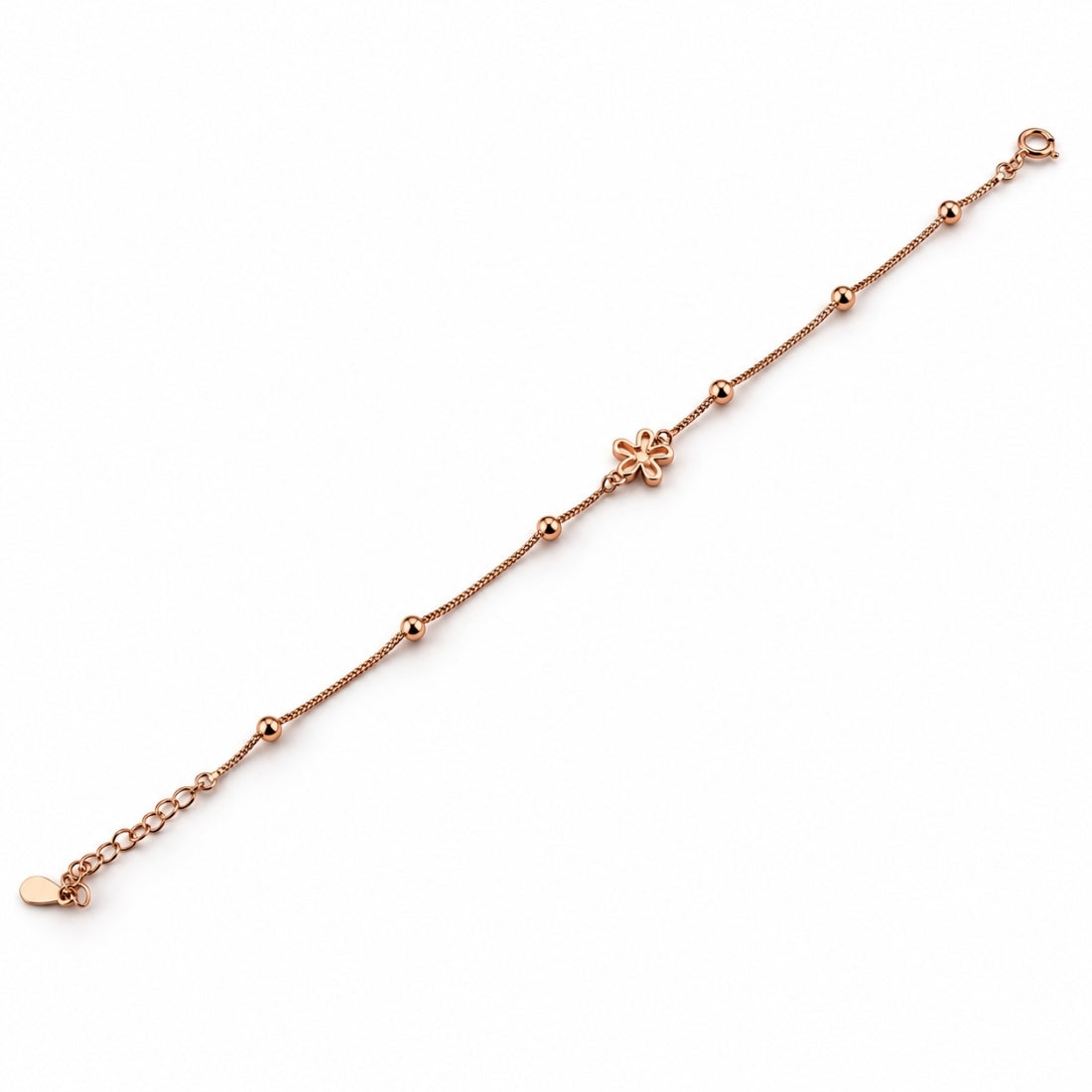 The Meadow Bead – 925 Rose Gold Dainty Floral Station Bracelet