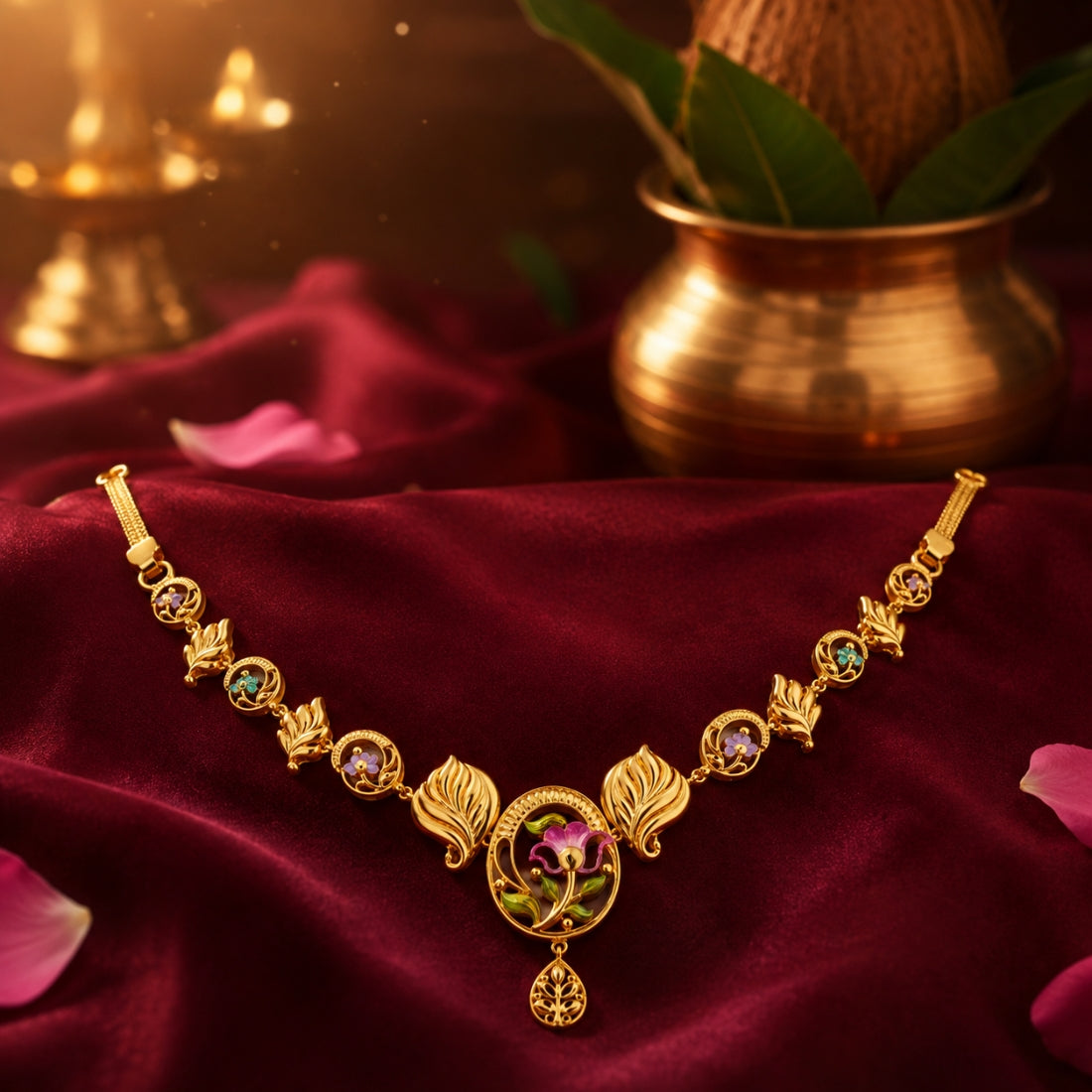 The Pankaja Meenakari 925 Silver Hasli Choker