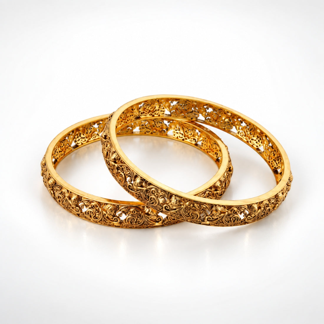 The Pushpa Jaali 925 Silver Gold Plated Bangles